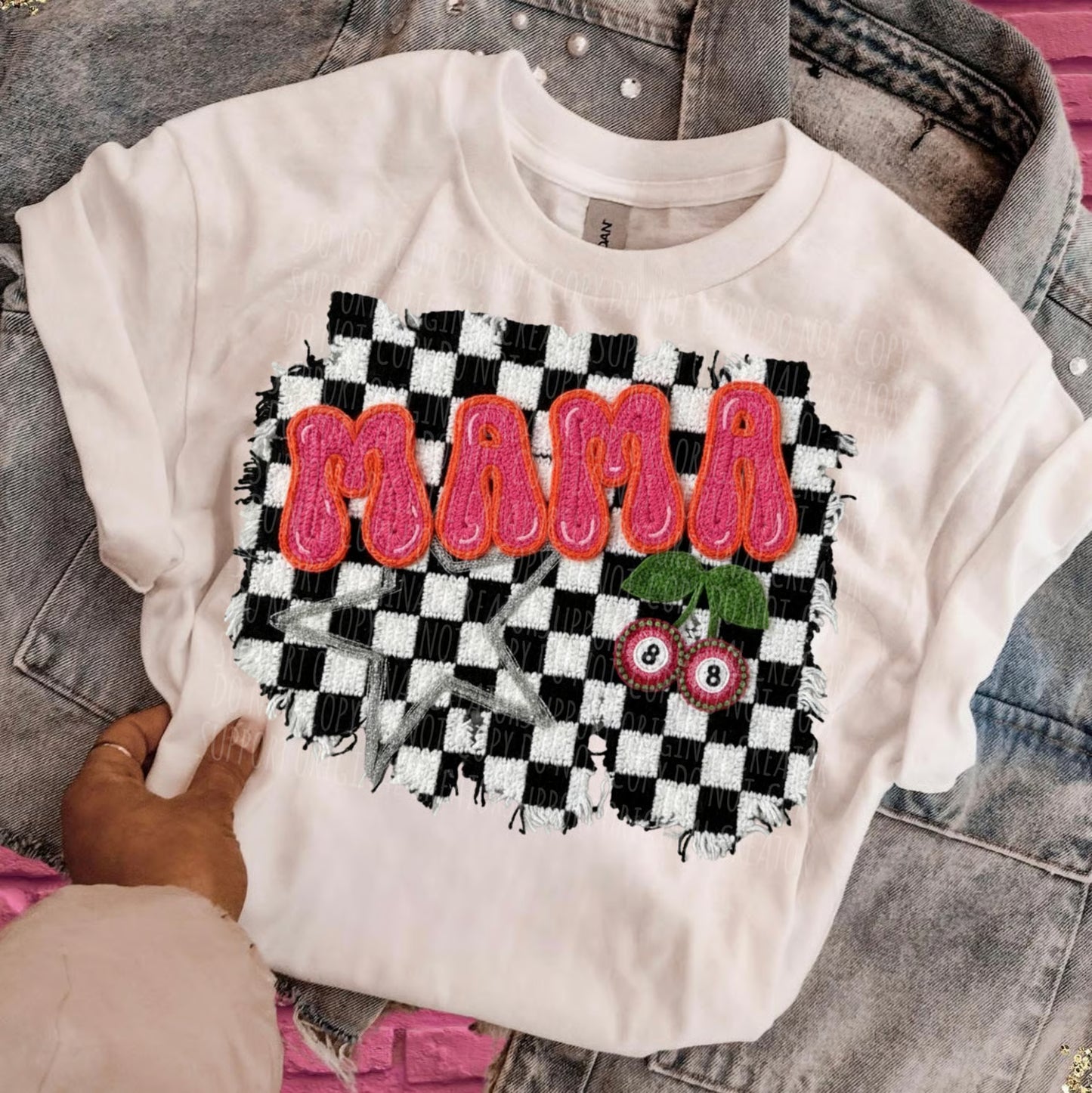 Faux Yarn Preppy Mama Tee or Crewneck (DTF)