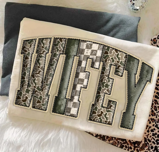 Camo Wifey Tee or Crewneck (DTF)