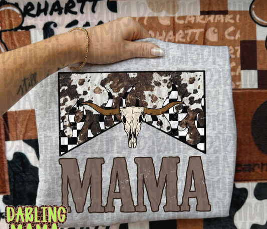 Western Cow Checker Mama Tee or Crewneck (DTF)