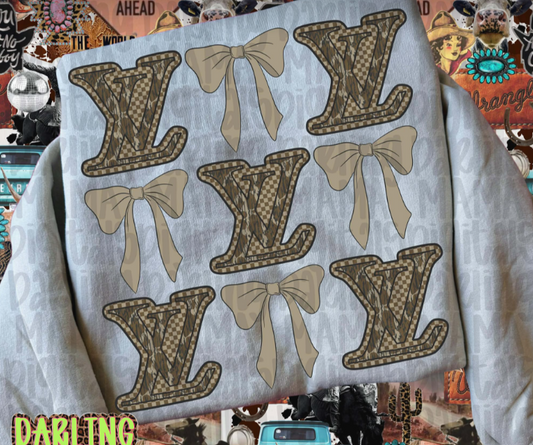 Boujee Tan Camo Bows Tee or Crewneck (DTF)