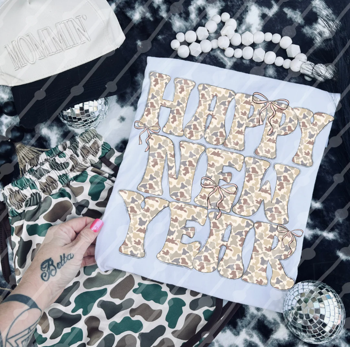 Duck Camo Happy New Year Tee or Crewneck (DTF)