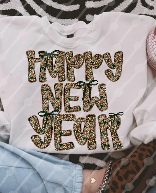 Kids Camo Happy New Year Tee or Crewneck