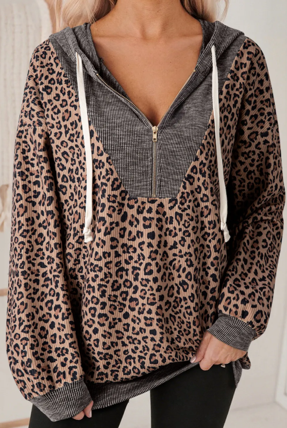Ribbed Leopard Print Pullover PRE-ORDER