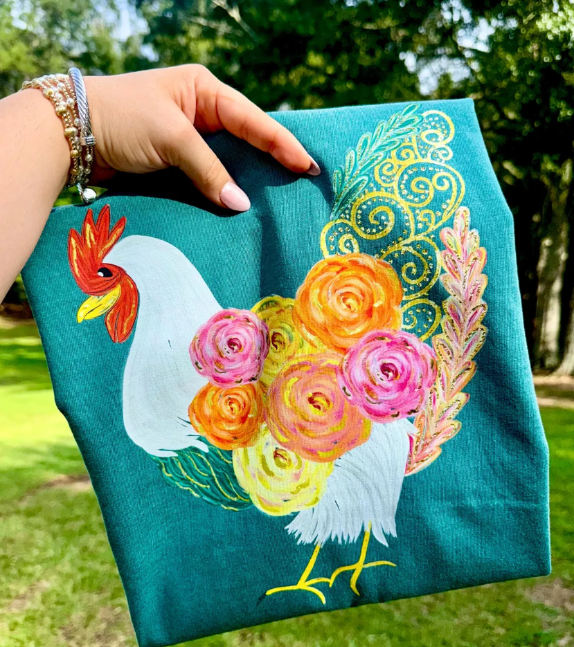 Floral Chicken Tee or Crewneck (DTF)