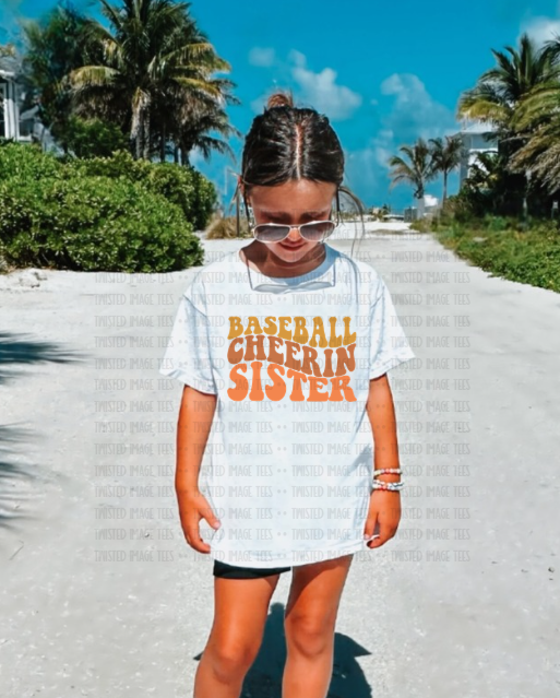 Kids Baseball Cheerin Sister Tee or Crewneck