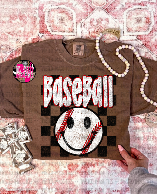 Distressed Baseball Checkers Tee or Crewneck (DTF)