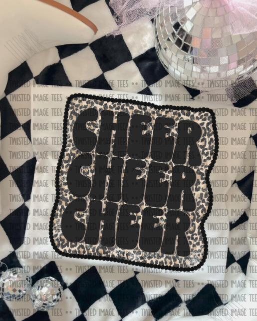 Cheer Leopard Print Tee or Crewneck (DTF)
