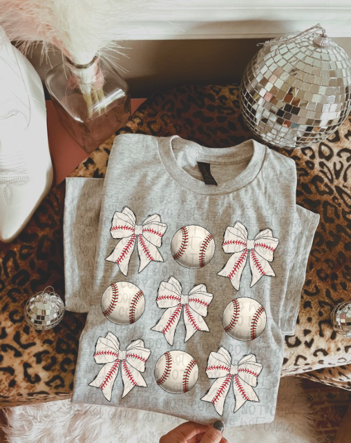 Baseball Bows Tee or Crewneck (DTF)