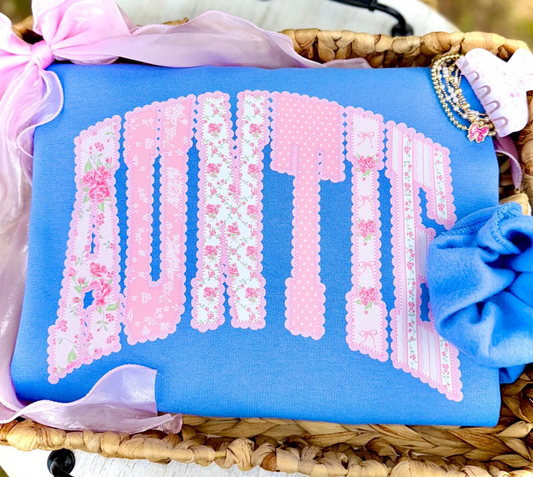 Floral Lace Auntie Tee or Crewneck (DTF)