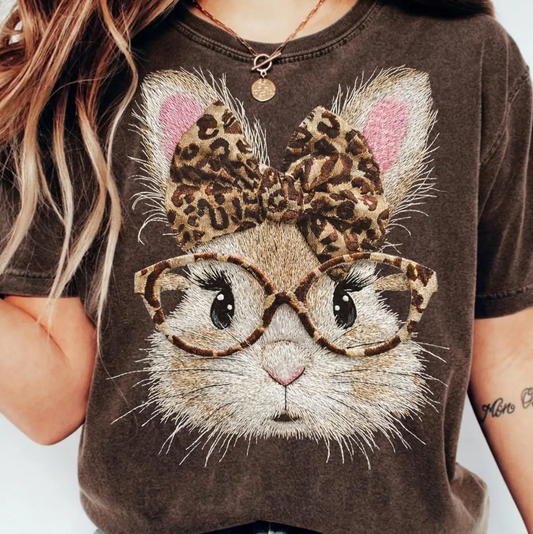 Cheetah Bow Easter Bunny Tee or Crewneck (DTF)