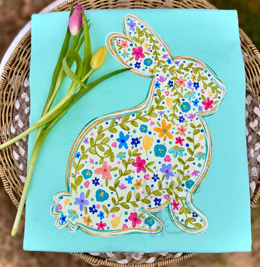 Floral Easter Bunny Tee or Crewneck (DTF)
